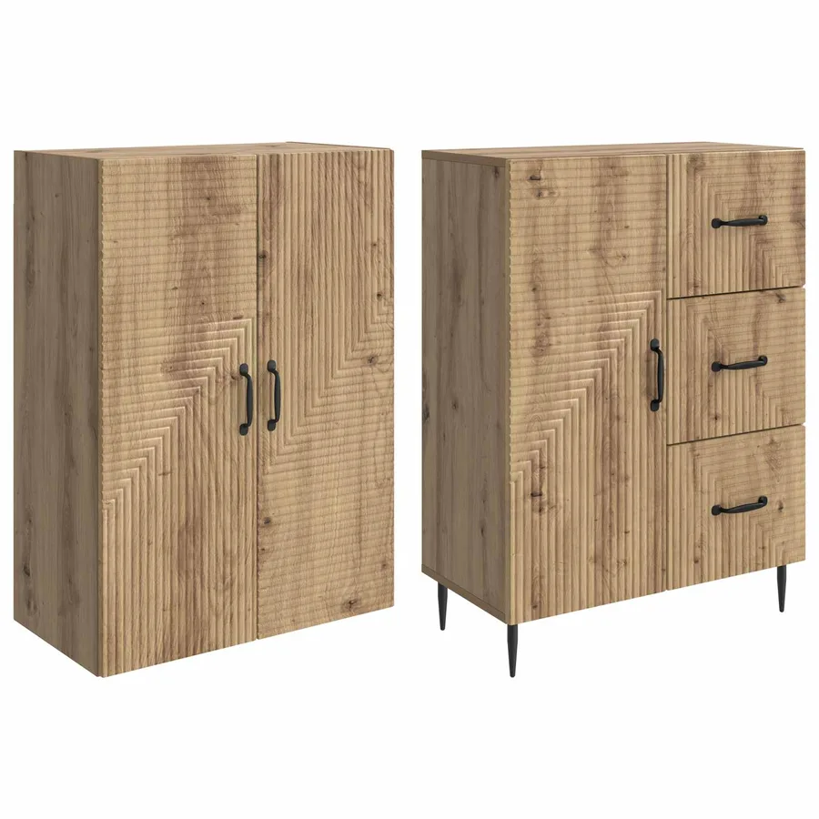 Ensemble de Meubles 2 pc Chêne artisanal Bois d'ingénierie - 4