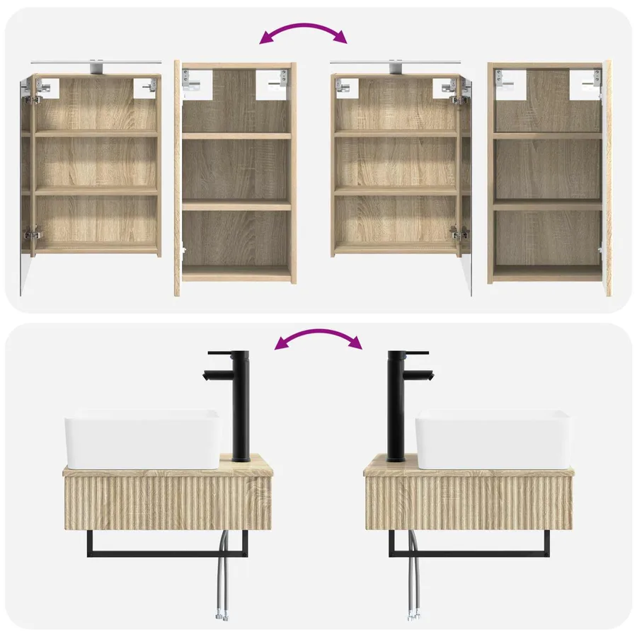 Ensemble de mobilier de salle de bain 5 pcs Chêne Sonoma - 14