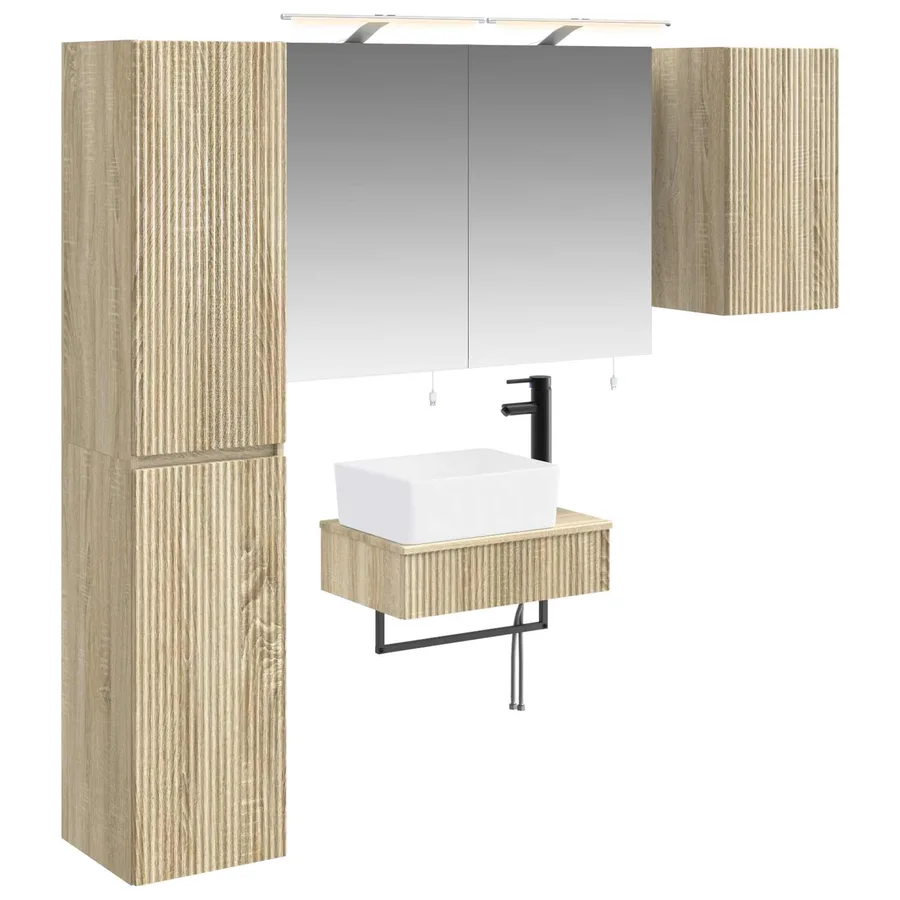 Ensemble de mobilier de salle de bain 5 pcs Chêne Sonoma - 2