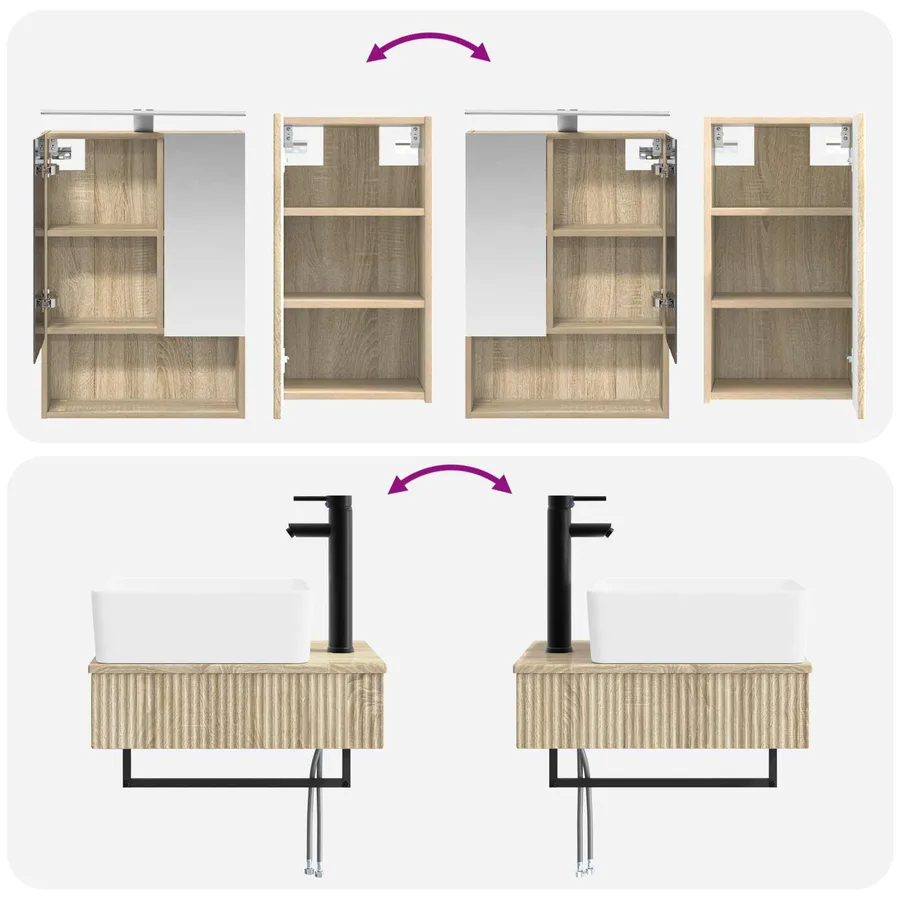 Ensemble de mobilier de salle de bain 5 pcs Chêne Sonoma - 14