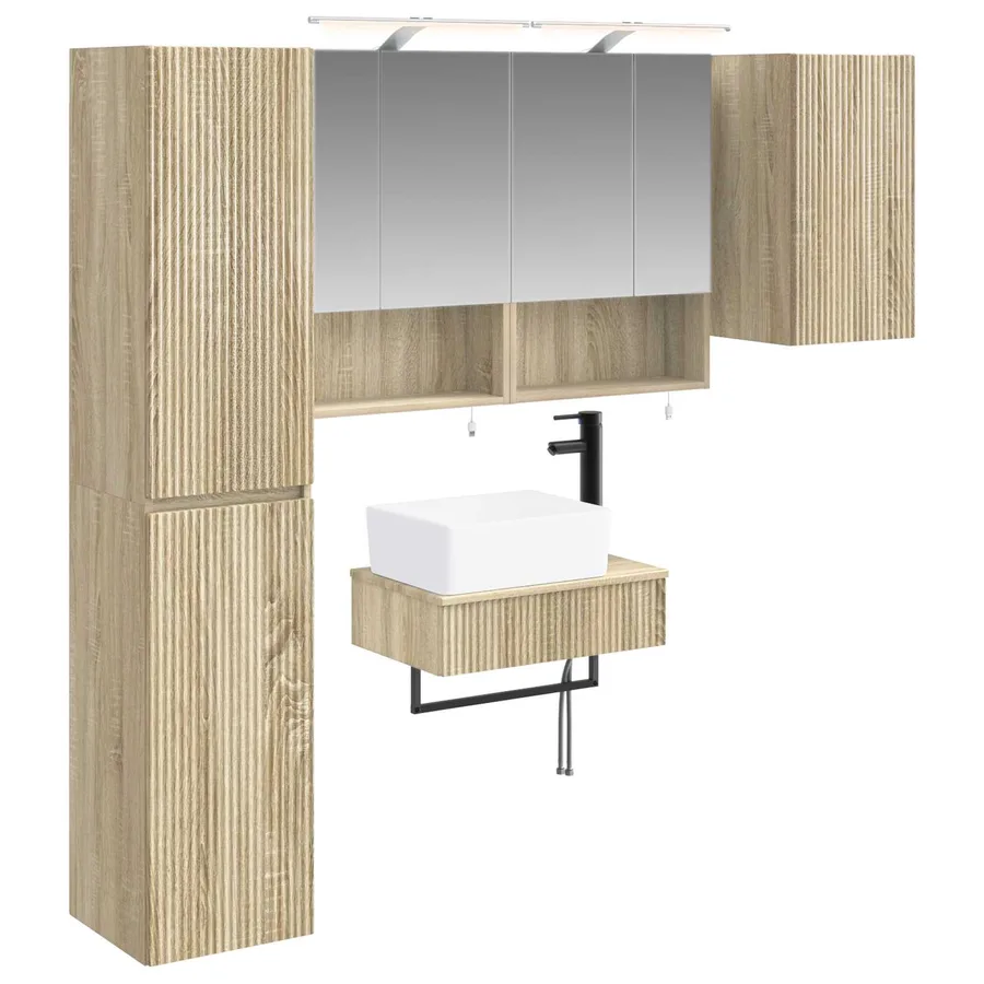 Ensemble de mobilier de salle de bain 5 pcs Chêne Sonoma - 2