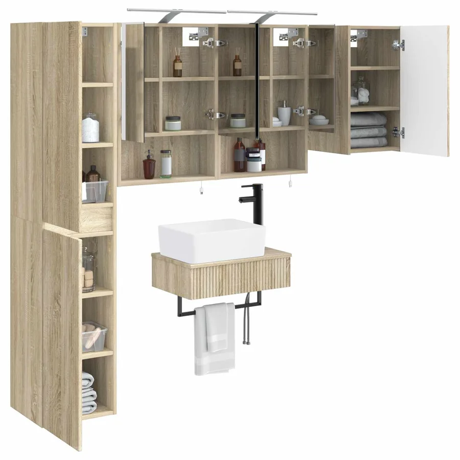 Ensemble de mobilier de salle de bain 5 pcs Chêne Sonoma - 3