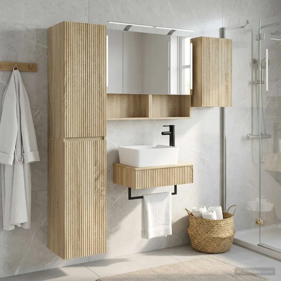 Ensemble de mobilier de salle de bain 5 pcs Chêne Sonoma - 4