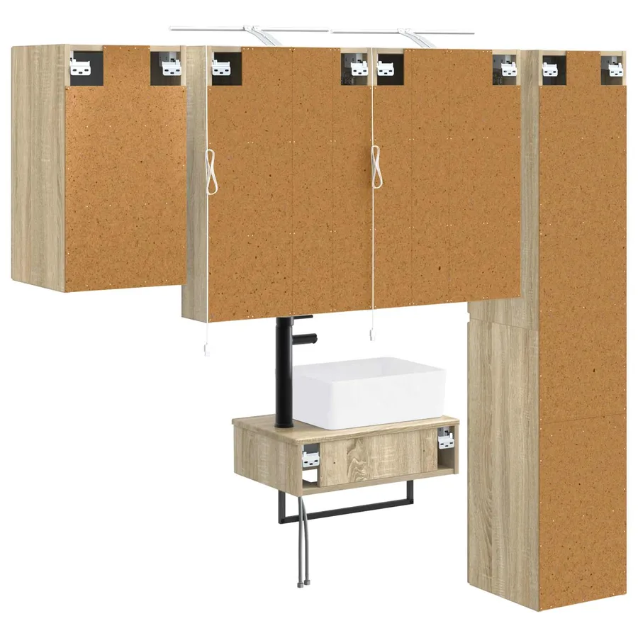 Ensemble de mobilier de salle de bain 5 pcs Chêne Sonoma - 9
