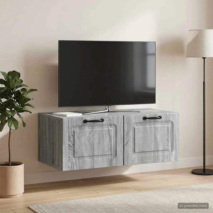 Meuble TV mural Sonoma gris 78,5 x 41 x 30 cm Bois d'ingénierie - 4