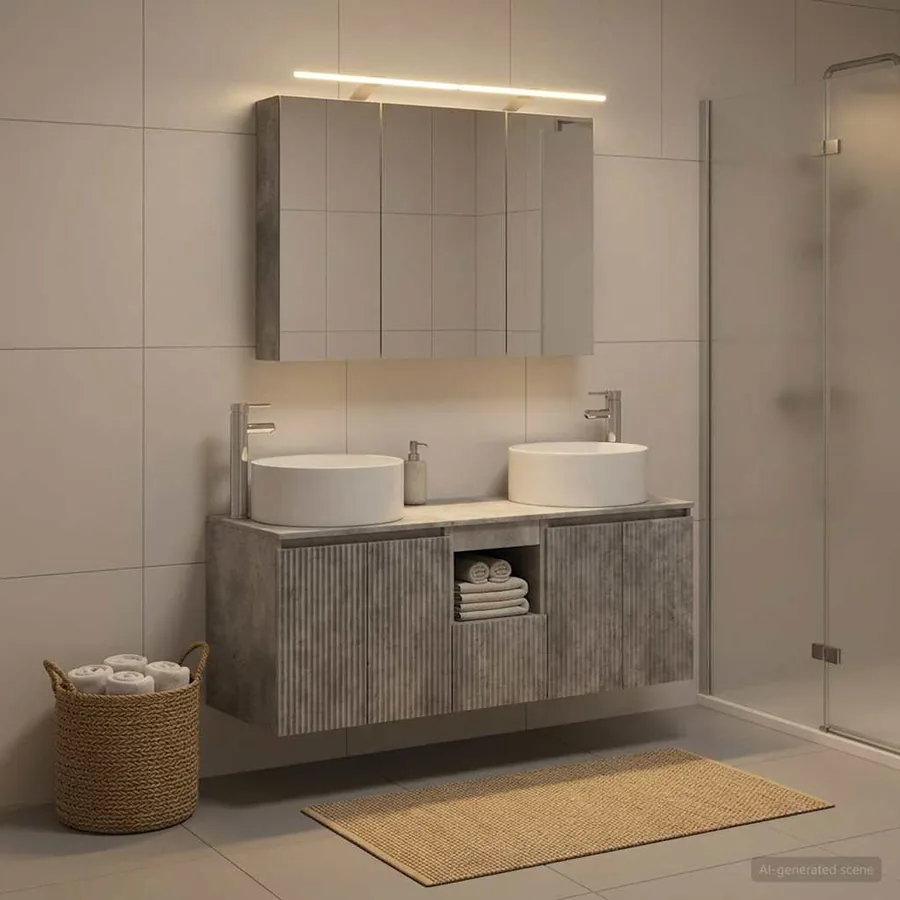 Ensemble d'armoire de salle de bain 4 pcs Gris béton