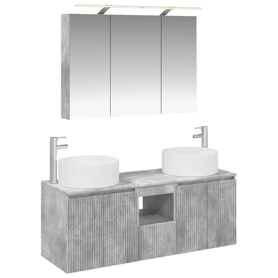 Ensemble d'armoire de salle de bain 4 pcs Gris béton - 2