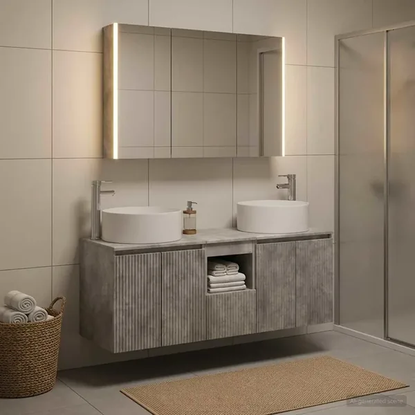 Ensemble d'armoire de salle de bain 4 pcs Gris béton