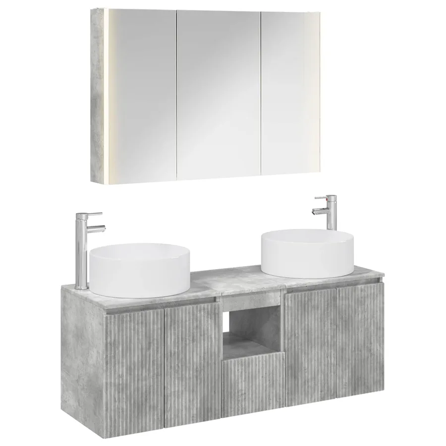 Ensemble d'armoire de salle de bain 4 pcs Gris béton - 2