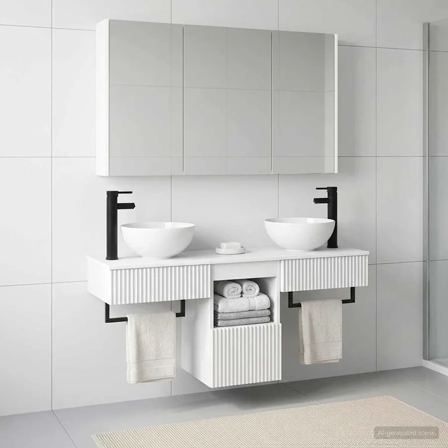 Ensemble d'armoire de salle de bain 4 pcs Blanc