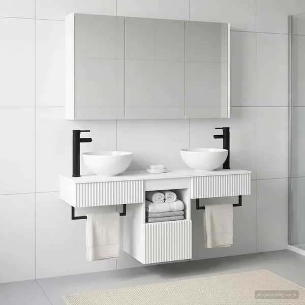 Ensemble d'armoire de salle de bain 4 pcs Blanc