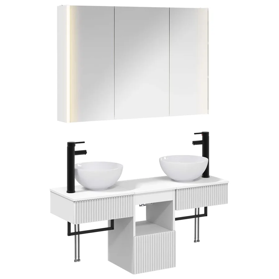 Ensemble d'armoire de salle de bain 4 pcs Blanc - 2