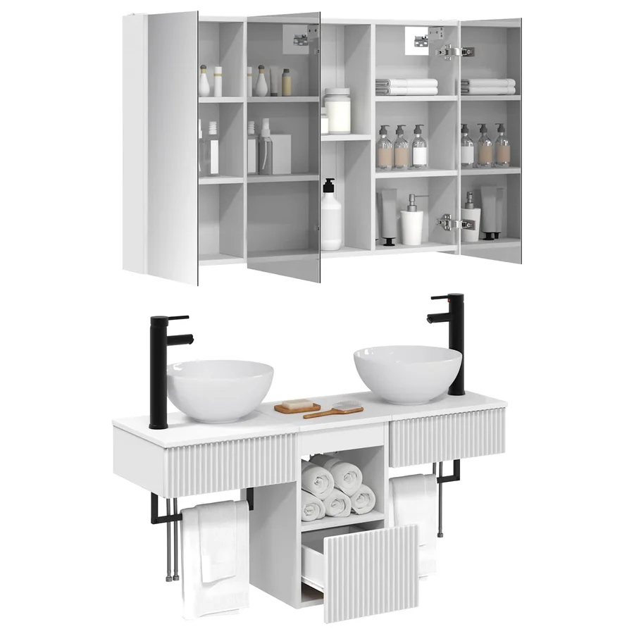 Ensemble d'armoire de salle de bain 4 pcs Blanc - 3