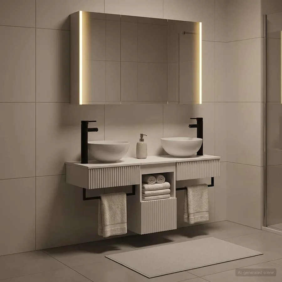 Ensemble d'armoire de salle de bain 4 pcs Blanc - 4