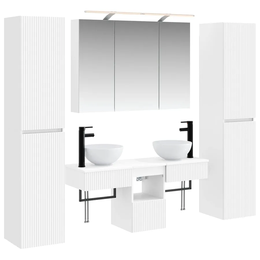 Ensemble de mobilier de salle de bain 6 pcs Blanc - 2
