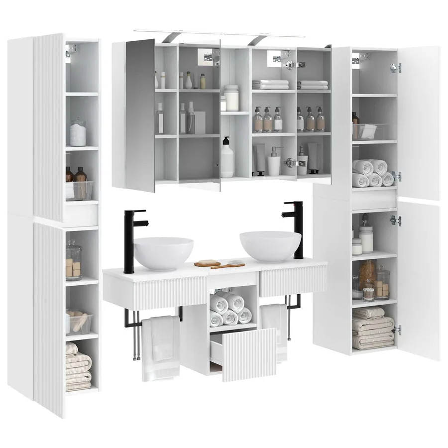 Ensemble de mobilier de salle de bain 6 pcs Blanc - 3
