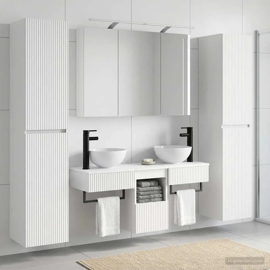 Ensemble de mobilier de salle de bain 6 pcs Blanc - 4