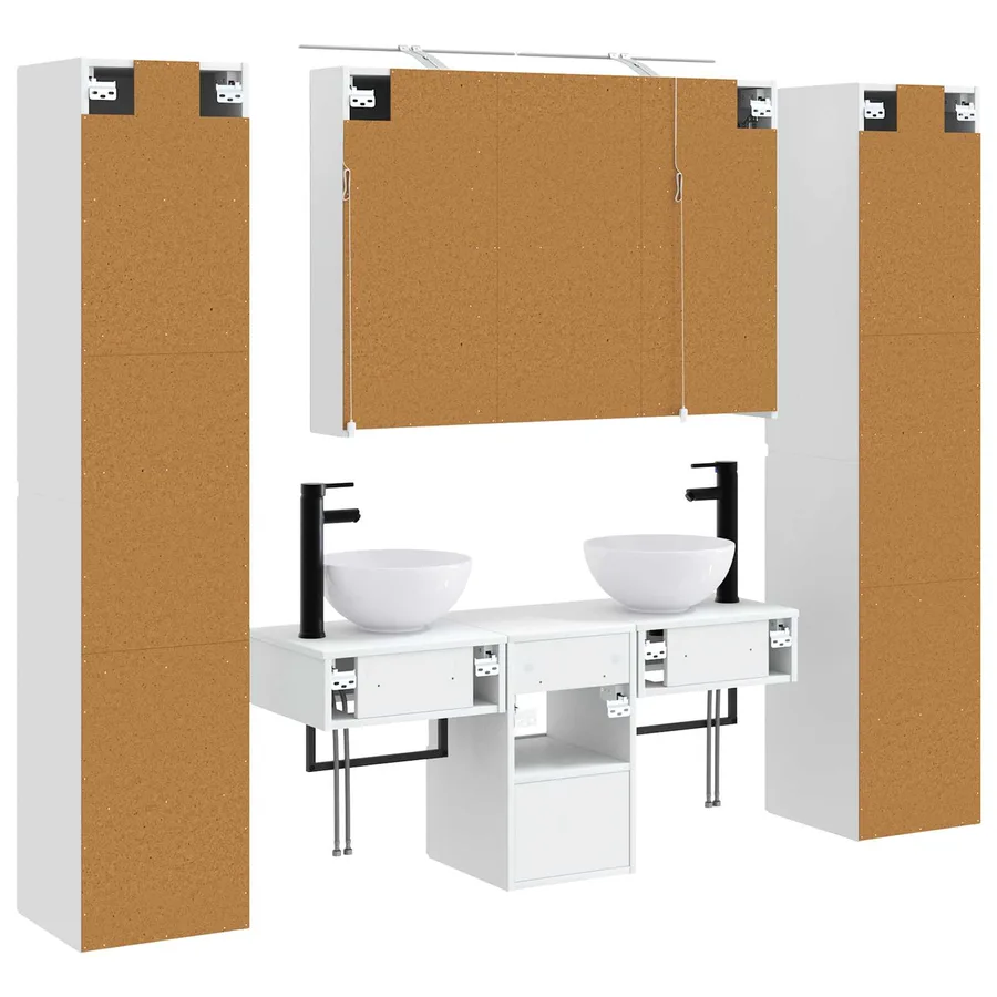 Ensemble de mobilier de salle de bain 6 pcs Blanc - 9