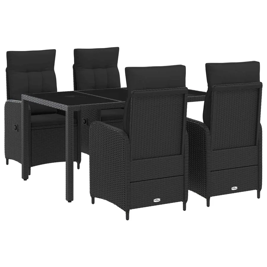 Ensemble de repas extérieur 5 pcs Noir 150 x 90 x 75 cm - 2