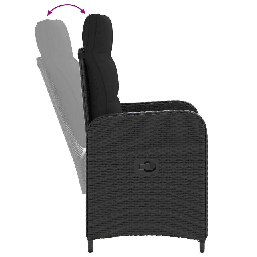 Ensemble de repas extérieur 3 pcs Noir - 9