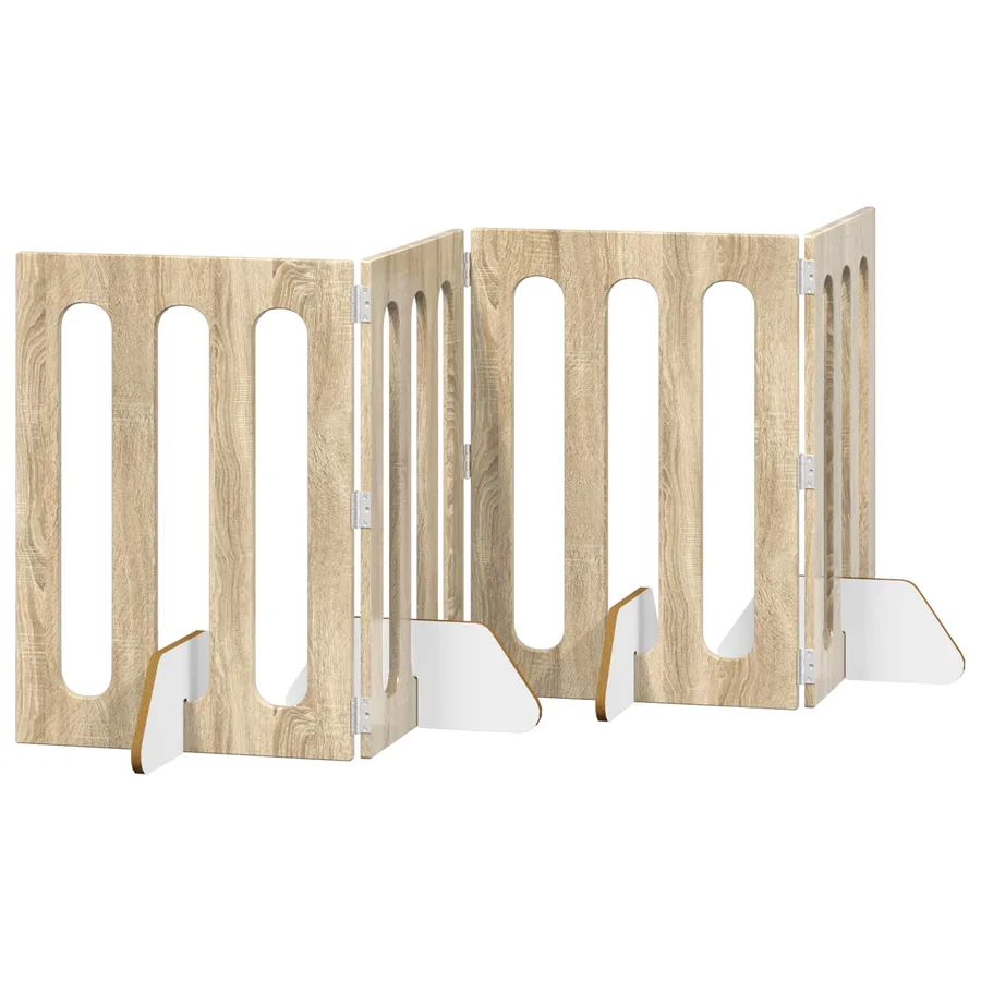 Clôture pliable pour animaux 4 pcs Chêne Sonoma - 2