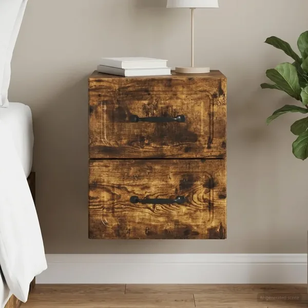 Cabinet de chevet mural Chêne fumé 34,5 x 33 x 40 cm
