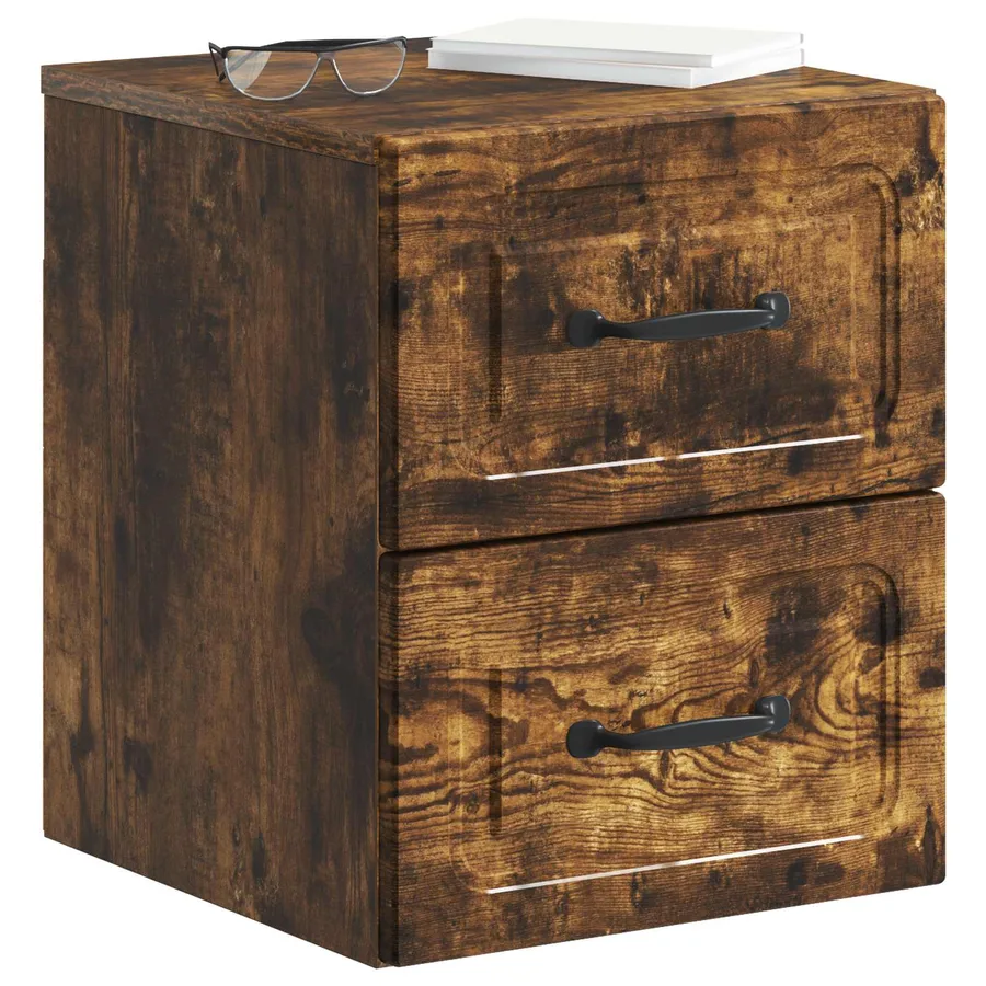 Cabinet de chevet mural Chêne fumé 34,5 x 33 x 40 cm - 3