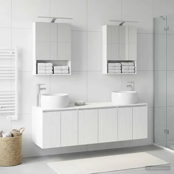 Ensemble d'armoire de salle de bain 5 pcs Blanc