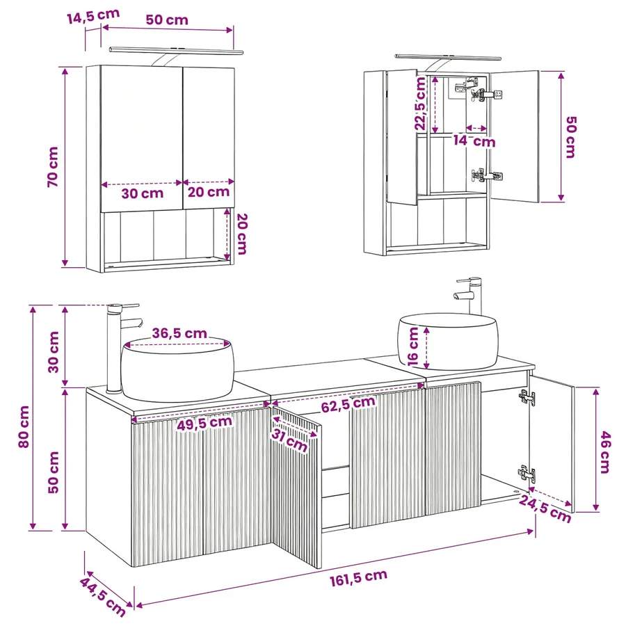 Ensemble d'armoire de salle de bain 5 pcs Blanc - 16