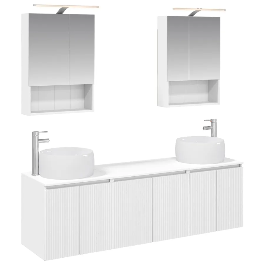 Ensemble d'armoire de salle de bain 5 pcs Blanc - 2