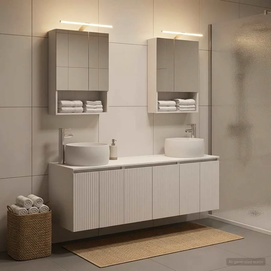 Ensemble d'armoire de salle de bain 5 pcs Blanc - 4
