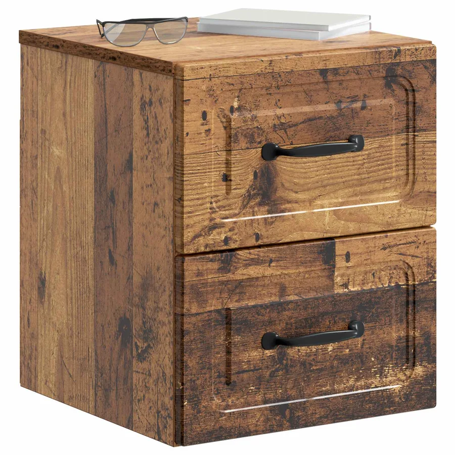 Cabinet de chevet mural Bois ancien 34,5 x 33 x 40 cm - 3