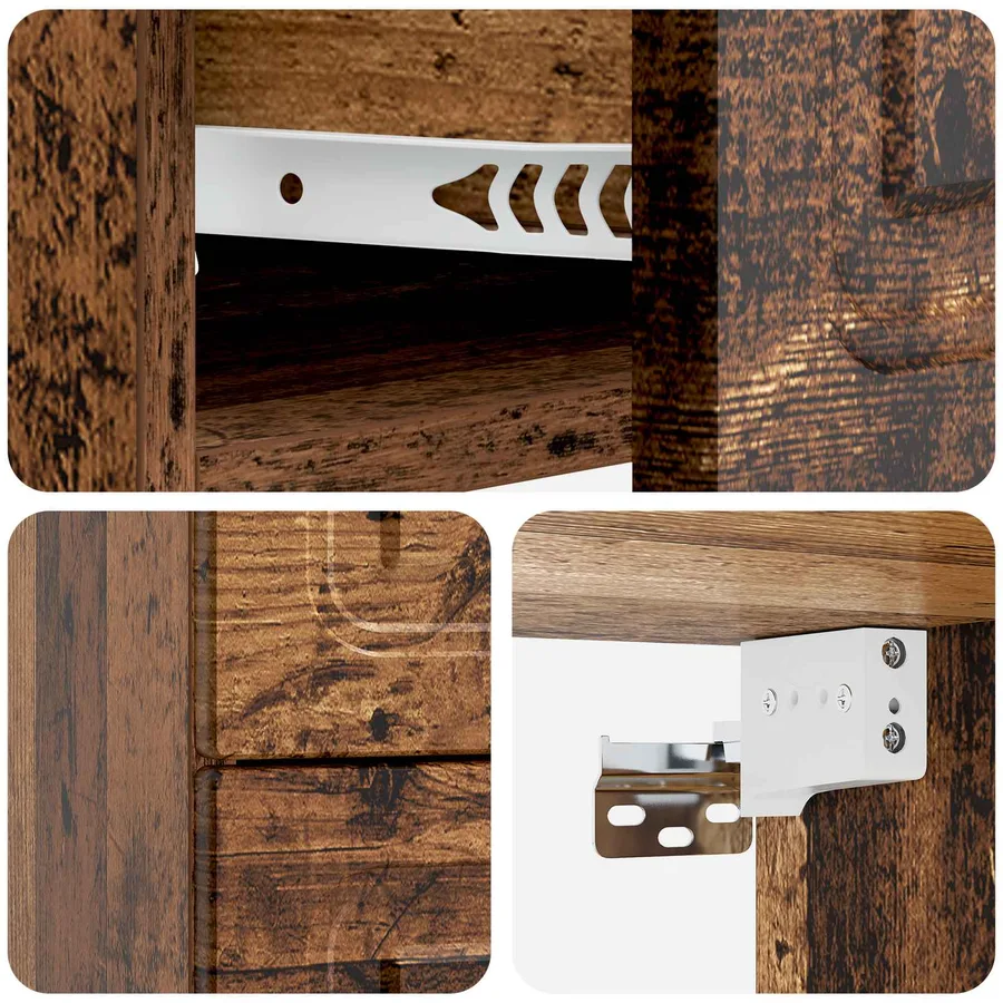 Cabinet de chevet mural Bois ancien 34,5 x 33 x 40 cm - 8