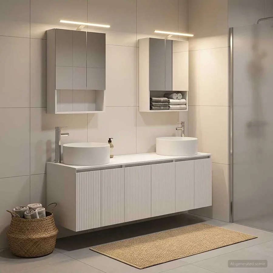 Ensemble d'armoire de salle de bain 5 pcs Blanc