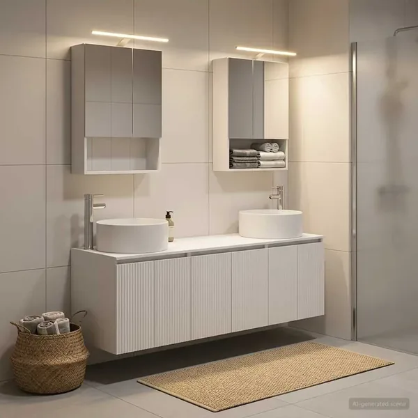 Ensemble d'armoire de salle de bain 5 pcs Blanc