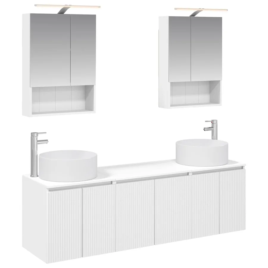 Ensemble d'armoire de salle de bain 5 pcs Blanc - 2