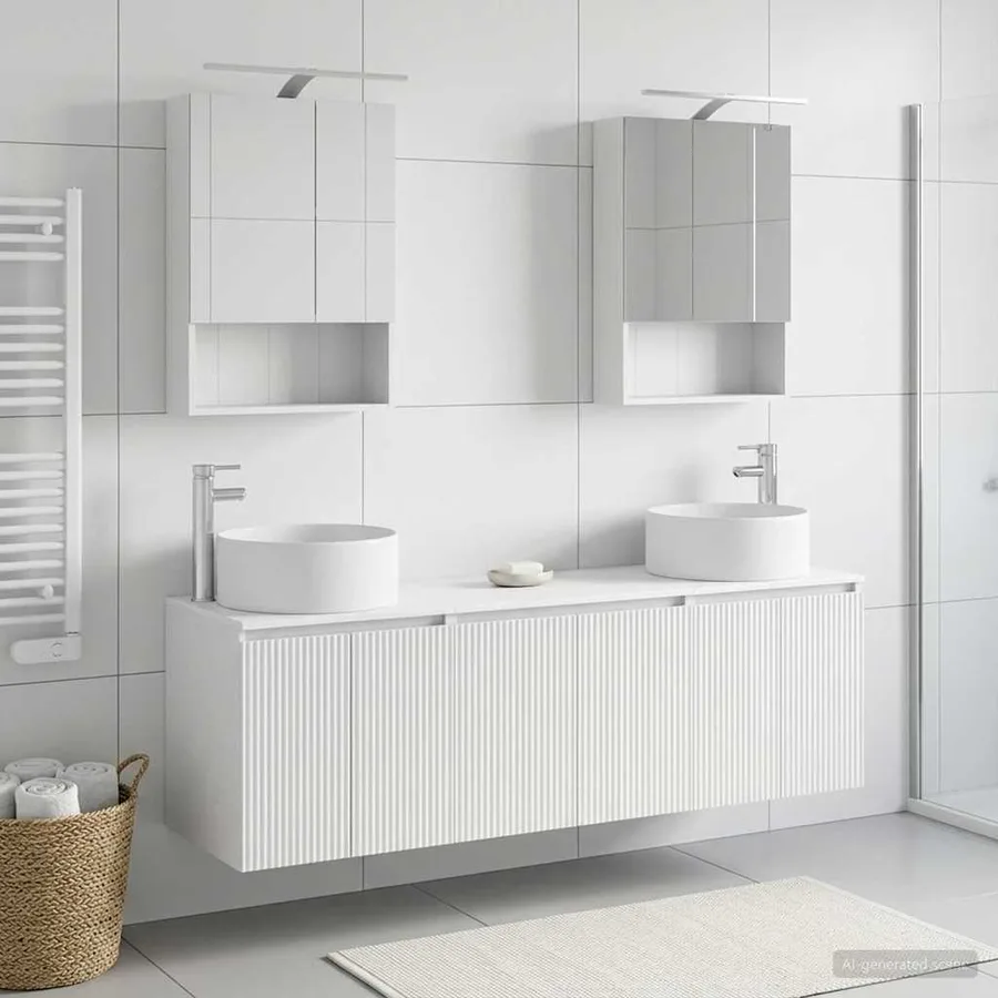 Ensemble d'armoire de salle de bain 5 pcs Blanc - 4