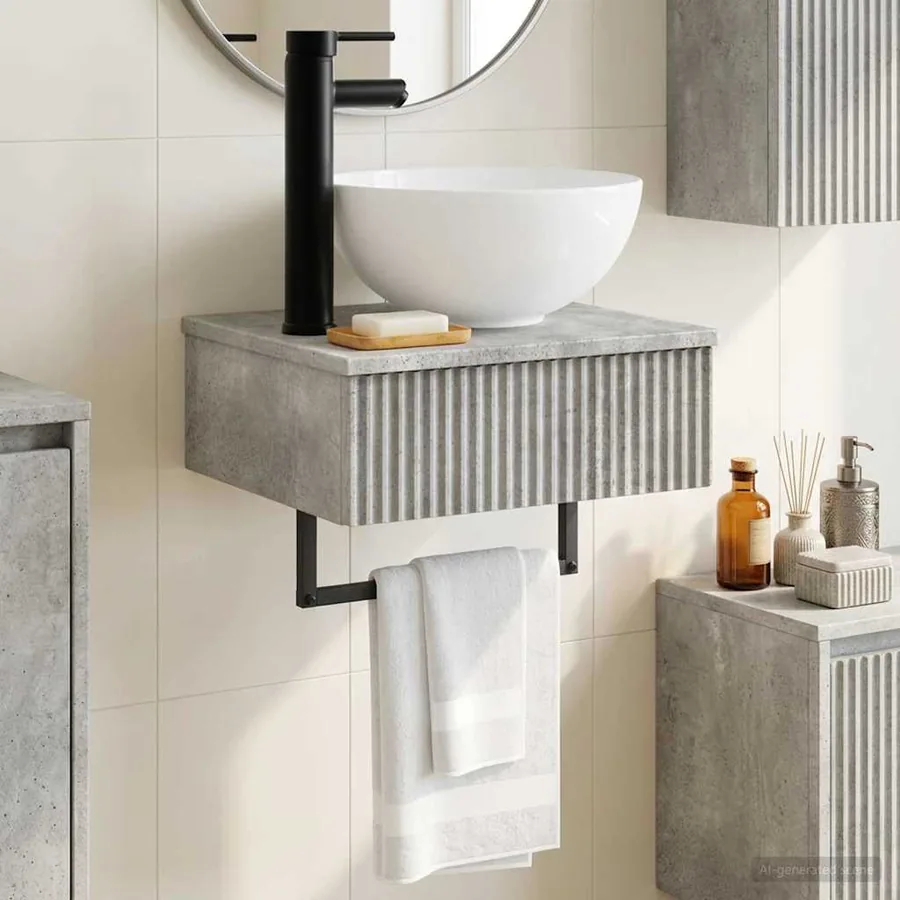 Basin de lavage mural Gris béton 40 x 35 x 39 cm