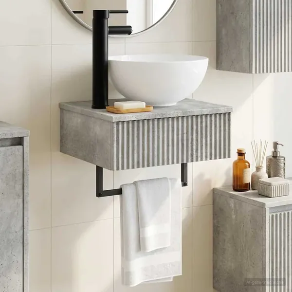 Basin de lavage mural Gris béton 40 x 35 x 39 cm