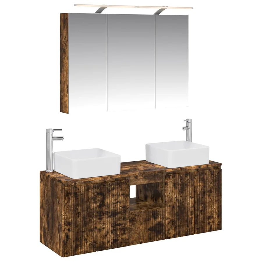 Ensemble d'armoire de salle de bain 4 pcs Chêne fumé - 2