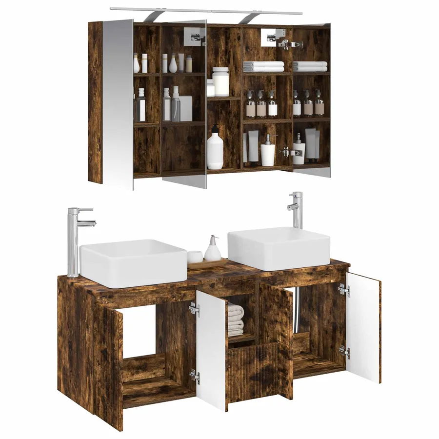 Ensemble d'armoire de salle de bain 4 pcs Chêne fumé - 3