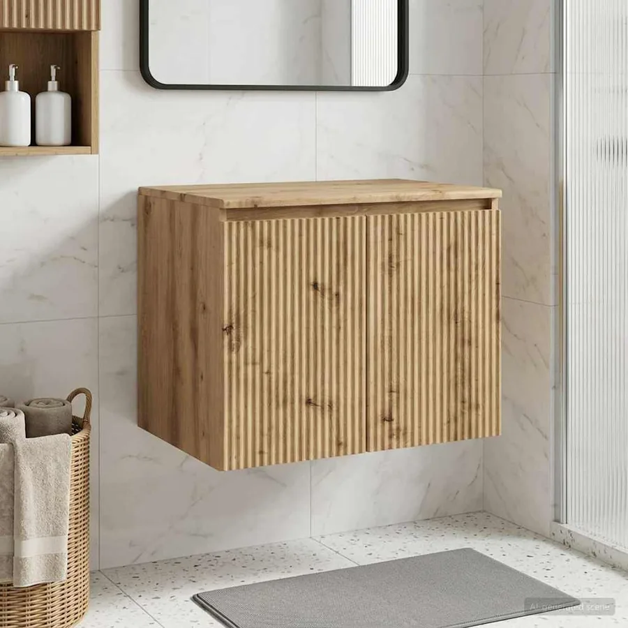 Cabinet de Salle de Bain Mural Chêne artisanal