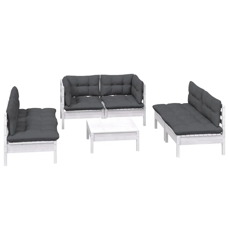 Salon de jardin 7 pcs avec coussins bois de pin massif - 3