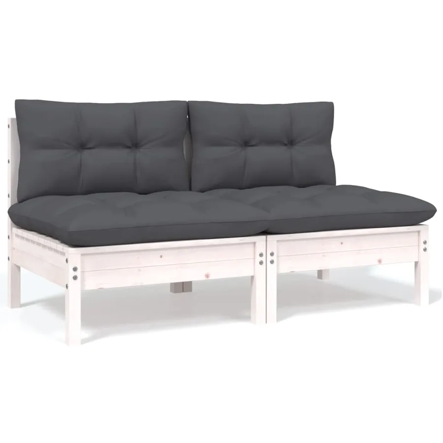 Salon de jardin 7 pcs avec coussins bois de pin massif - 7
