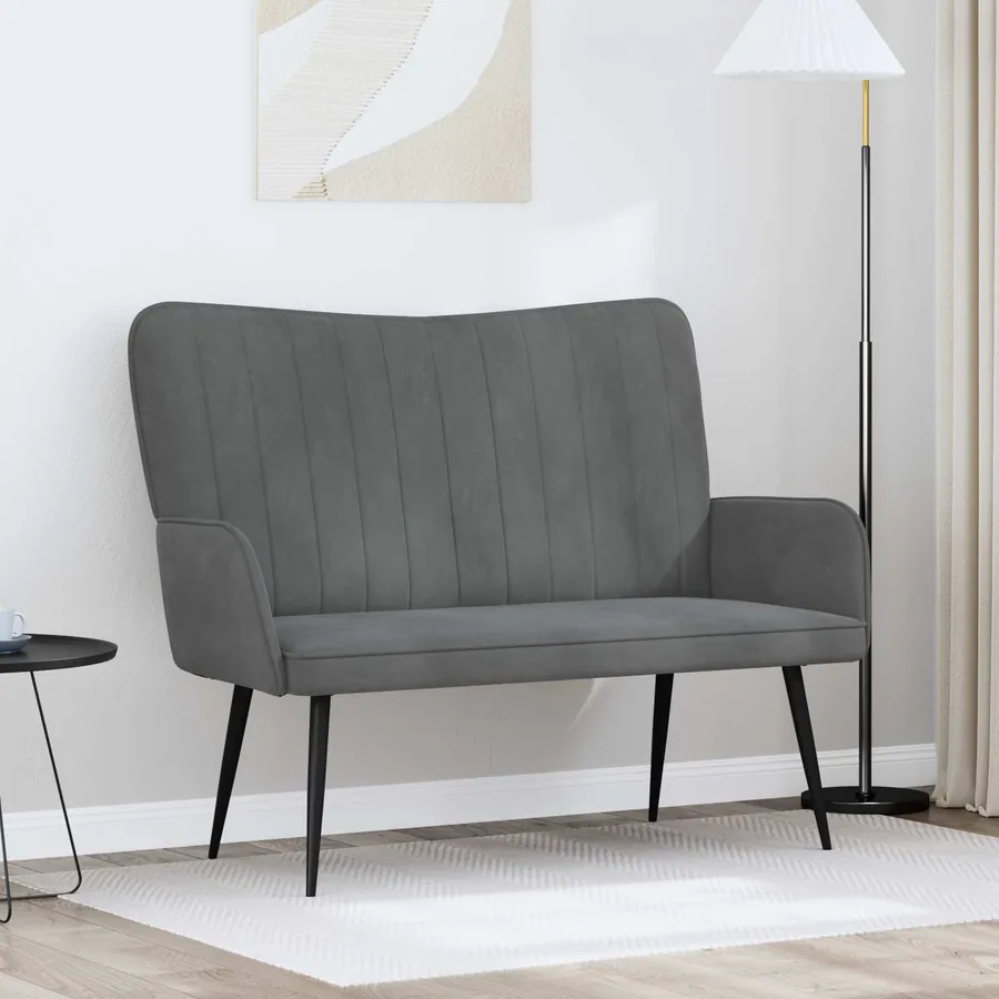 Sofa 2 places Gris foncé 115 x 61 x 87 cm Velours