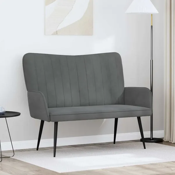 Sofa 2 places Gris foncé 115 x 61 x 87 cm Velours
