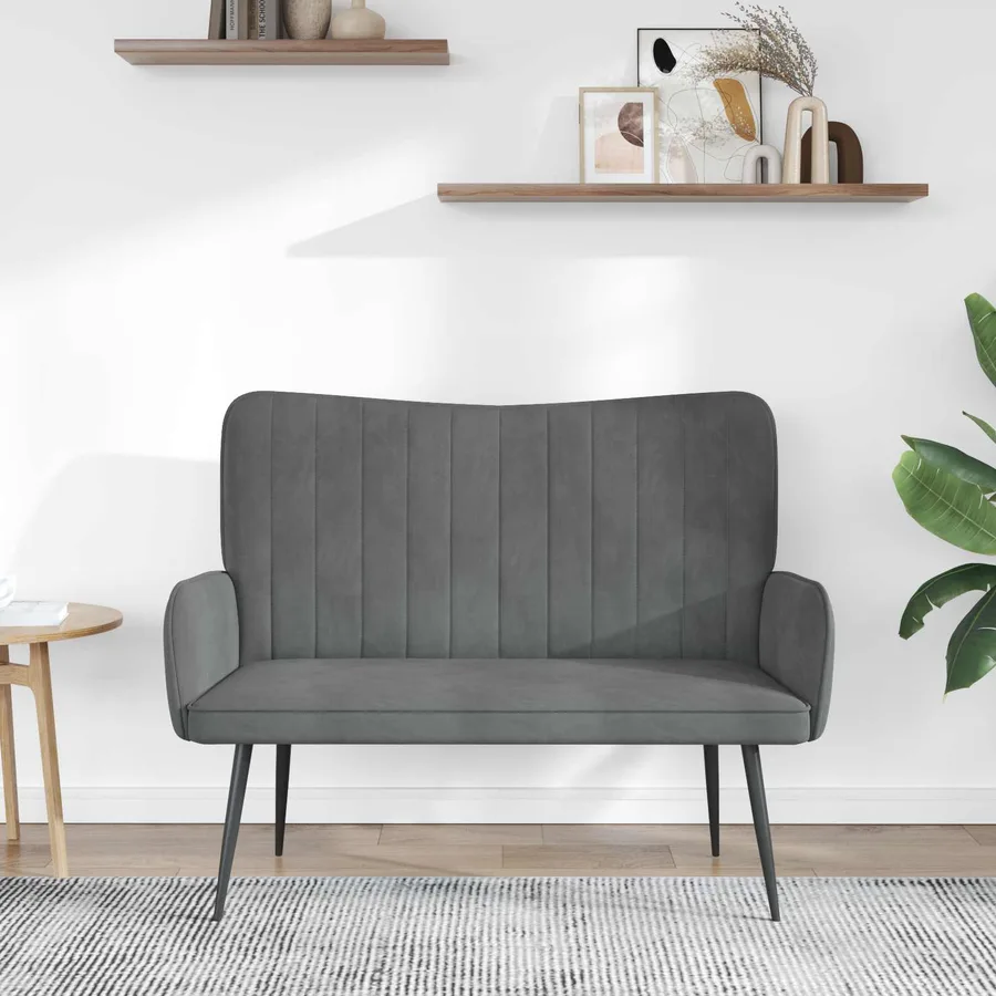 Sofa 2 places Gris foncé 115 x 61 x 87 cm Velours - 3