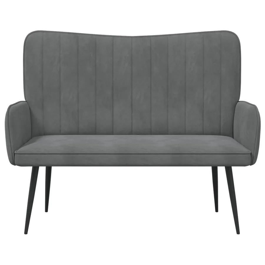 Sofa 2 places Gris foncé 115 x 61 x 87 cm Velours - 4