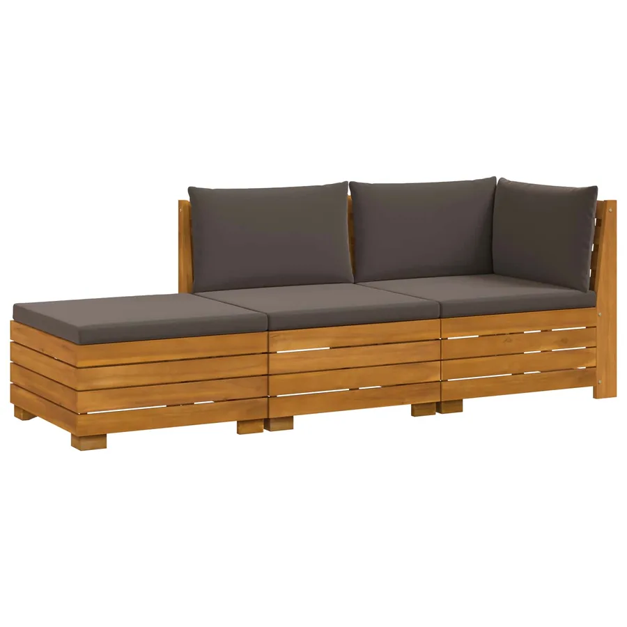 Ensemble de canapés d'extérieur avec coussin 3 Pièce Marron - 2