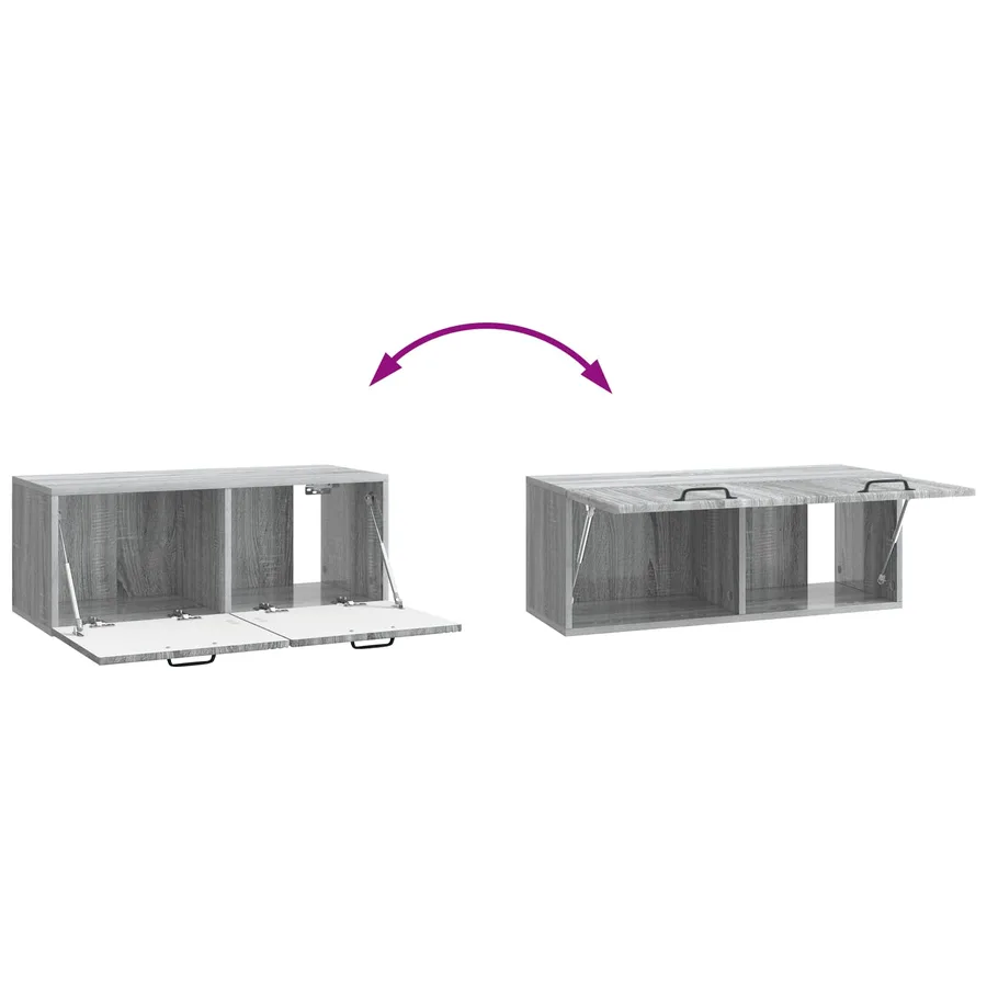 Meuble TV mural Sonoma gris 78,5 x 31 x 30 cm Bois d'ingénierie - 10